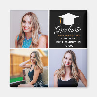 Graduation 2023 Senior Photo Collage Black Gold