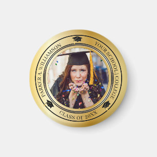 Aimant Graduation Photo Gold Tone Casquette de classe Ann