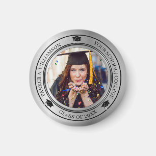 Aimant Graduation Photo Silver Tone Grad Classe Casquette