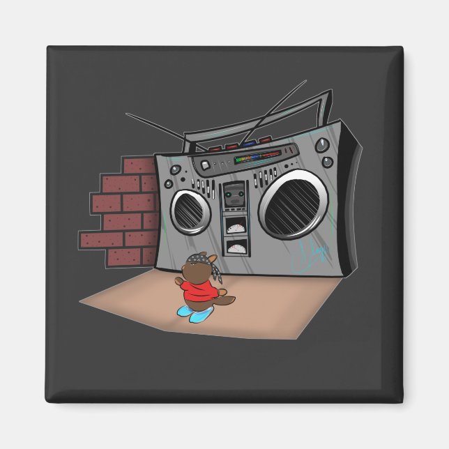 Aimant Graffiti Boom Box Break Dance Cartoon (Devant)