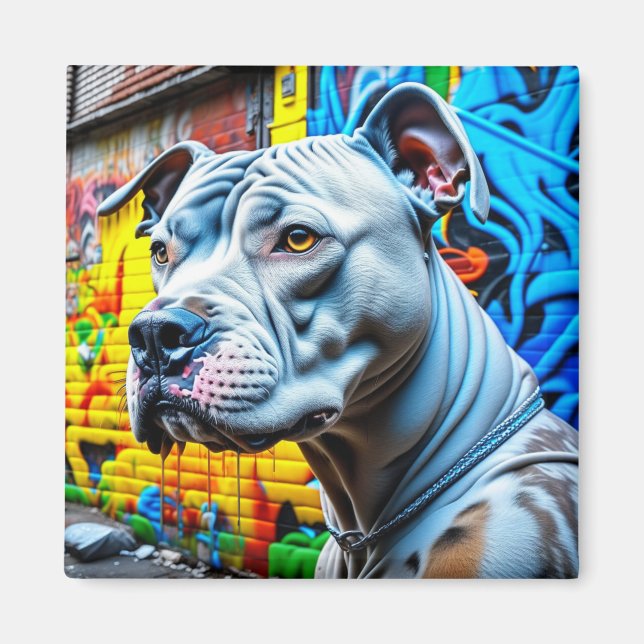 Aimant Graffiti Street Art Pitbull (Devant)