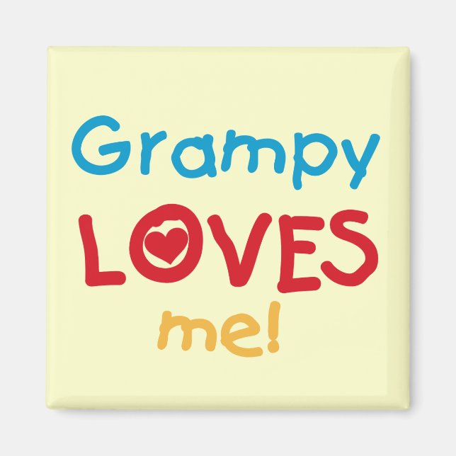 Aimant Grampy aime mes t-shirts et cadeaux (Devant)