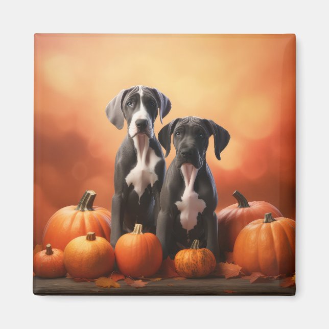 Aimant Grand Chiot Danse Automne Délice Citrouille (Devant)