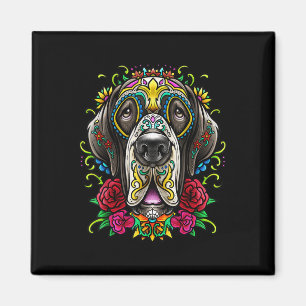 Aimant Grand Dane Chien Tattoo Jour Du Mexique Floral Mor