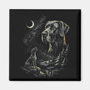 Aimant Grand Danois Hurleur Lune Vintage 90s Drôle