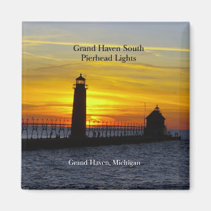 Aimant Grand Haven South Pierhead Lumières coucher de sol