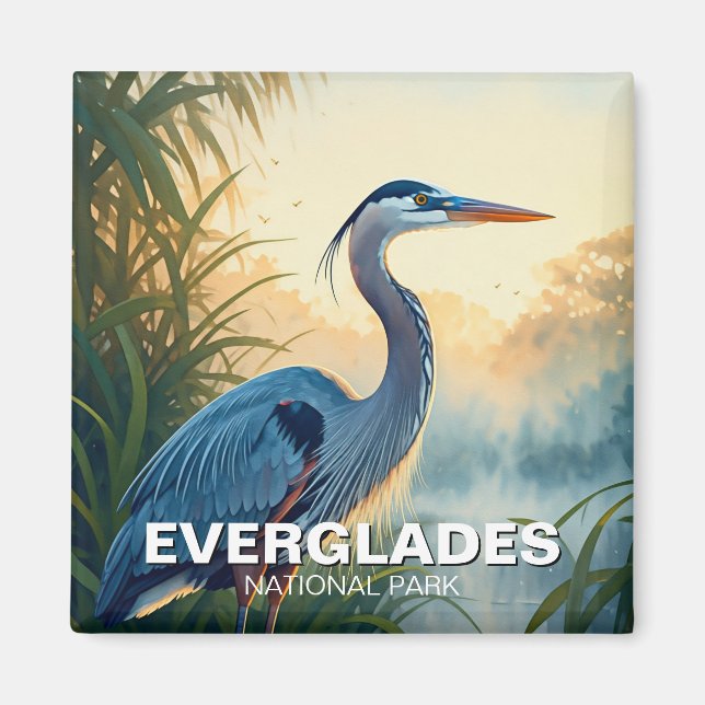 Aimant Grand Héron bleu Everglades Parc National Floride (Devant)