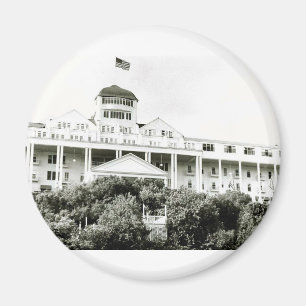 Aimant Grand Hotel, Île Mackinac, noir et blanc