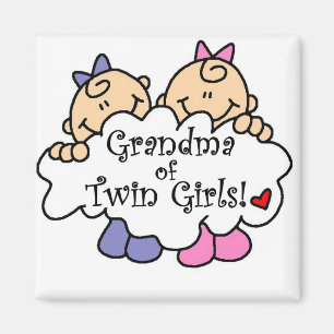 Aimant Grand-mère de Twin Girls Tshirts et cadeaux