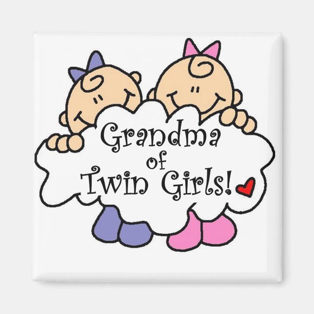 Aimant Grand-mère de Twin Girls Tshirts et cadeaux (Devant)