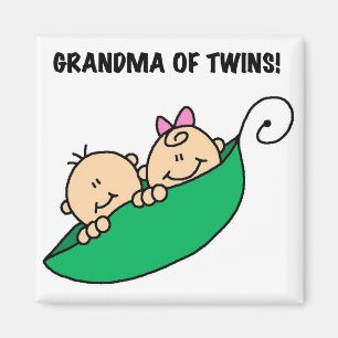 Aimant Grand-mère de Twins Peas dans un Pod Tshirts et ca