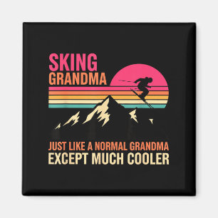 Aimant Grand-mère faisant du ski comme une grand-mère nor