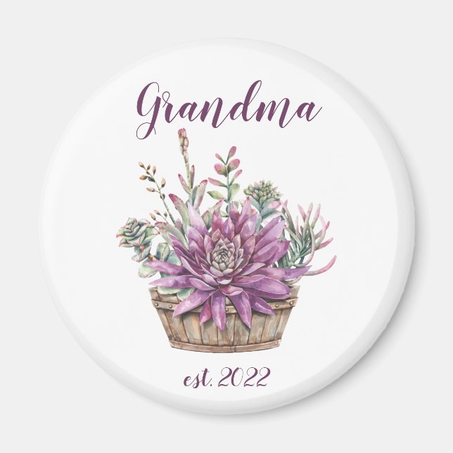 Aimant Grand-mère PERSONNALISABLE Date - Première fois Gr (Devant)