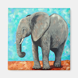 Aimant Grand Peinture d'Éléphant Bébé