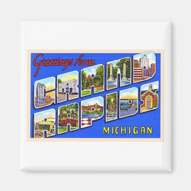 Aimant Grand Rapids Michigan MI Grande Lettre Carte posta (Devant)