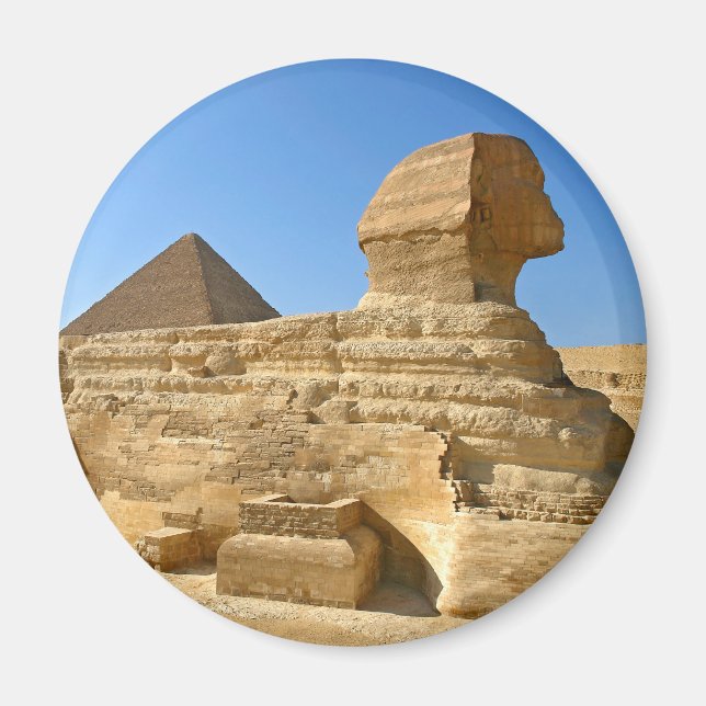Aimant Grand Sphinx de Gizeh avec la pyramide de Khafre - (Devant)