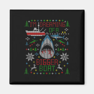 Aimant Grand White Shark Fishing Ugly Christmas Sweater P