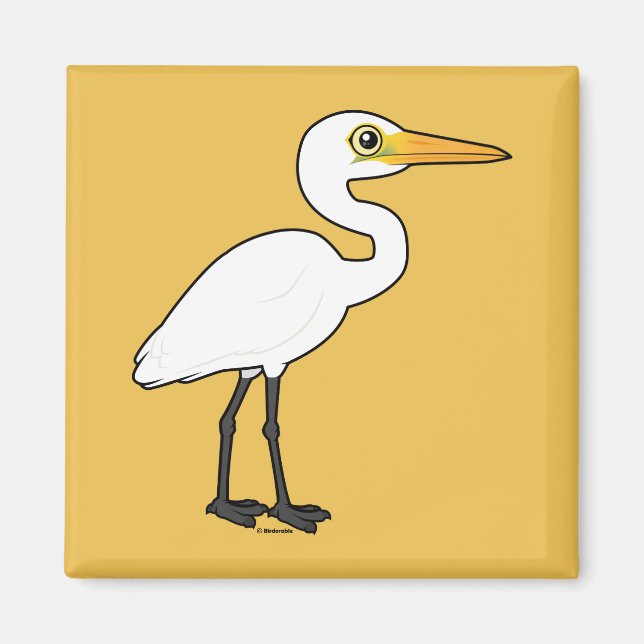 Aimant Grande aigrette Birdorable (Devant)