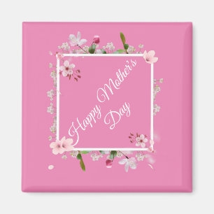 Aimant Grande Fête des Mères Rose Fleur Joyeuse