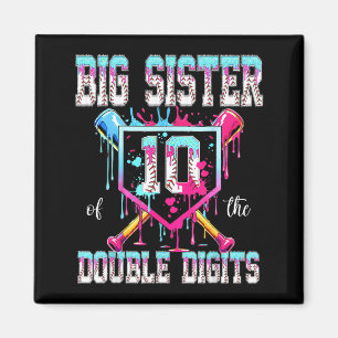 Aimant Grande Sœur du Double Chiffres Garçon d'anniversai