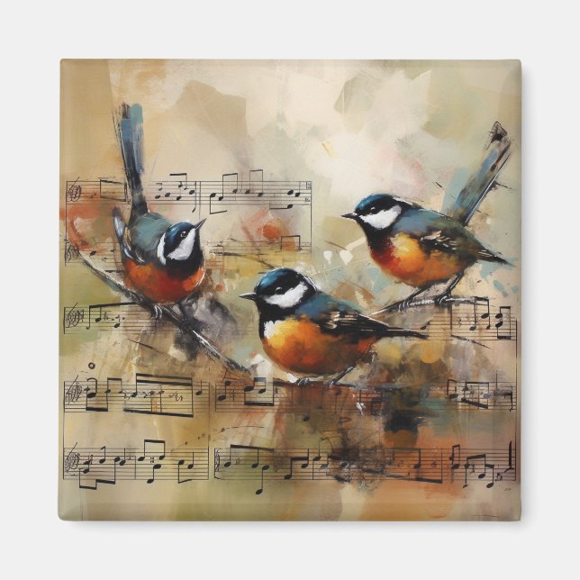 Aimant Grande souris à souris peinte sur la partiture (Devant)