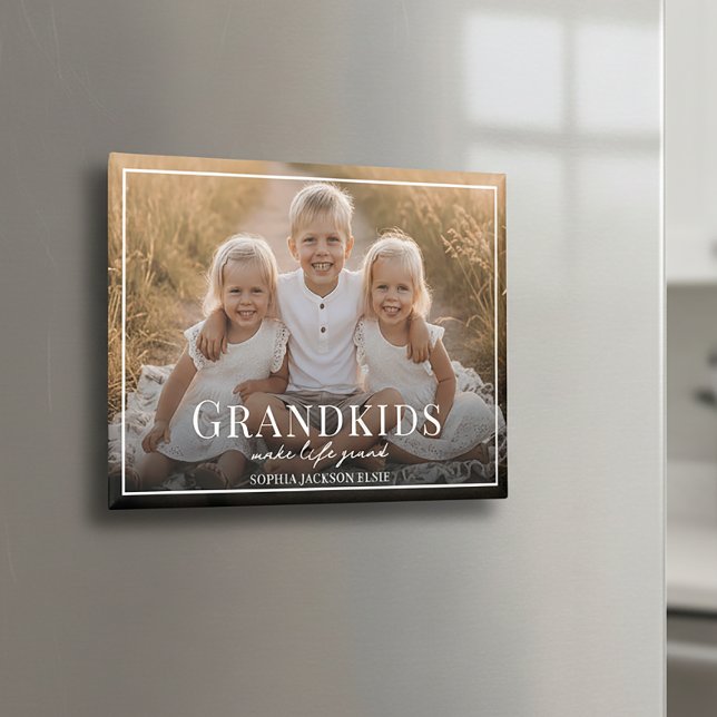Aimant Grandkids Make Life Grand Grandparent Gift Photo (Créateur téléchargé)