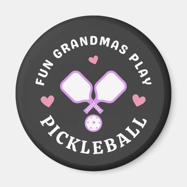 Aimant Grandmas amusants jouer Pickleball mignon Pickleba (Devant)