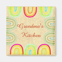 Grandma's Kitchen Folk Rainbow Pattern