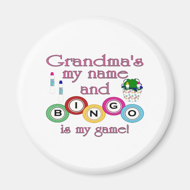 Aimant Grandmas mon nom Bingo est mon jeu (Devant)
