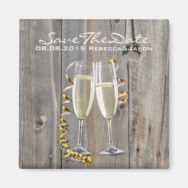 Aimant grange rustique bois champagne mariage campagnard  (Devant)