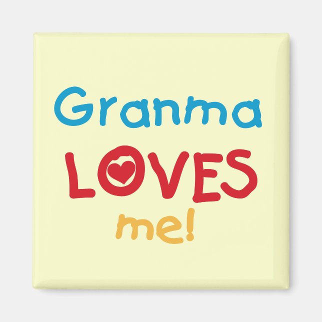Aimant Granma aime mes t-shirts et cadeaux (Devant)