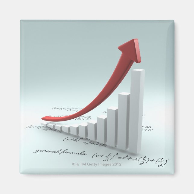 Aimant Graphique à barres et flèche avec formule (Devant)