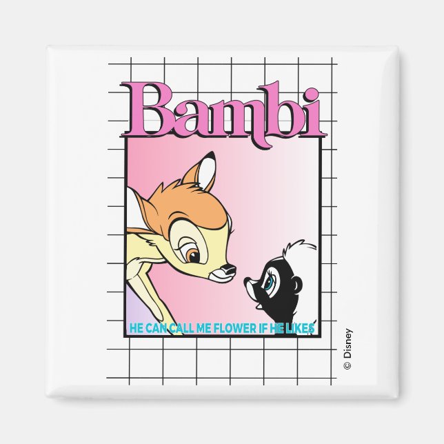 Aimant Graphique Bambi & Grille Rétro Fleur (Devant)