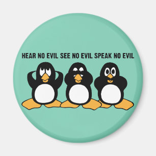 Aimant Graphique de conception de trois pingouins sages