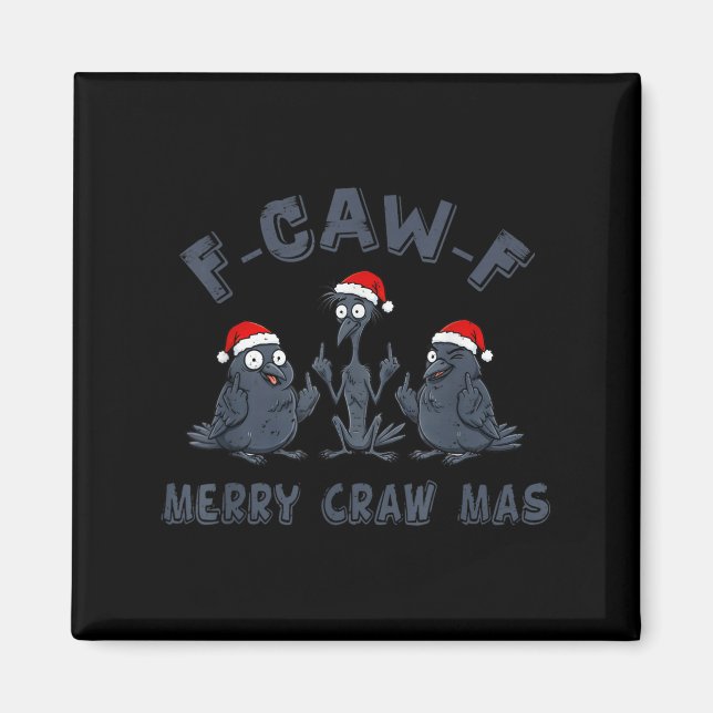 Aimant Graphique de corbeau de Noël drôle – Joyeux Craw F (Devant)