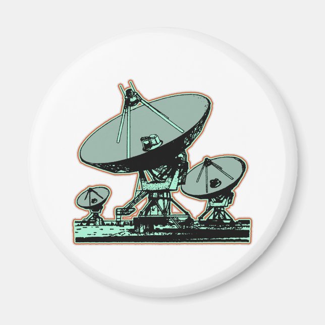 Aimant Graphique de parabole satellite rétro (Devant)