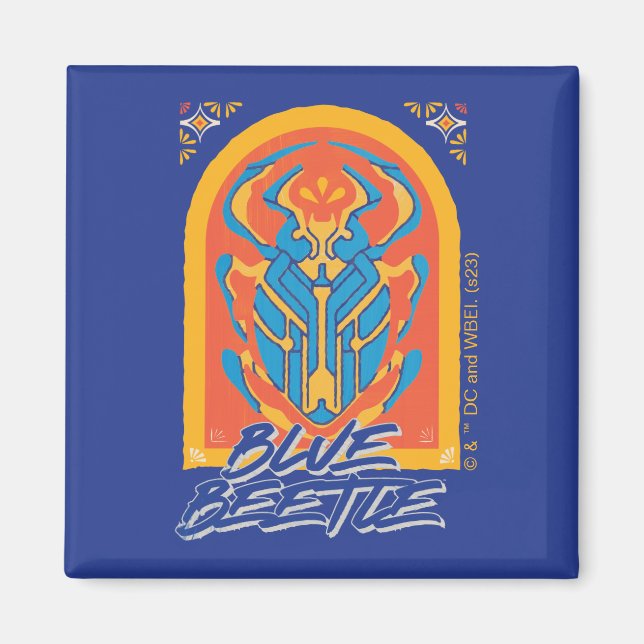 Aimant Graphique de Talavera de scarabée bleu (Devant)