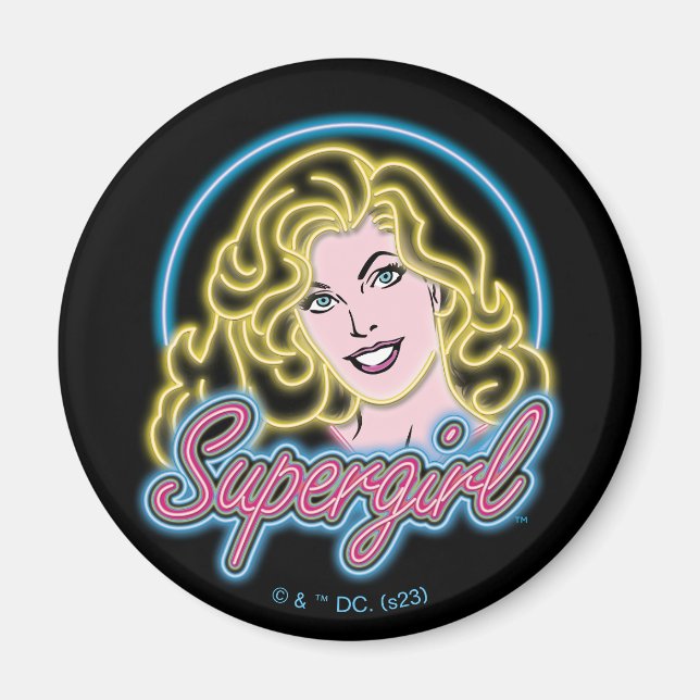 Aimant Graphique des lumières de Neon Retro Supergirl (Devant)