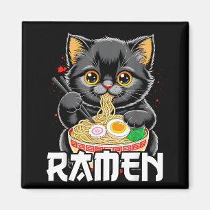 Aimant Graphique drôle japonais de ramen de chat d'anime