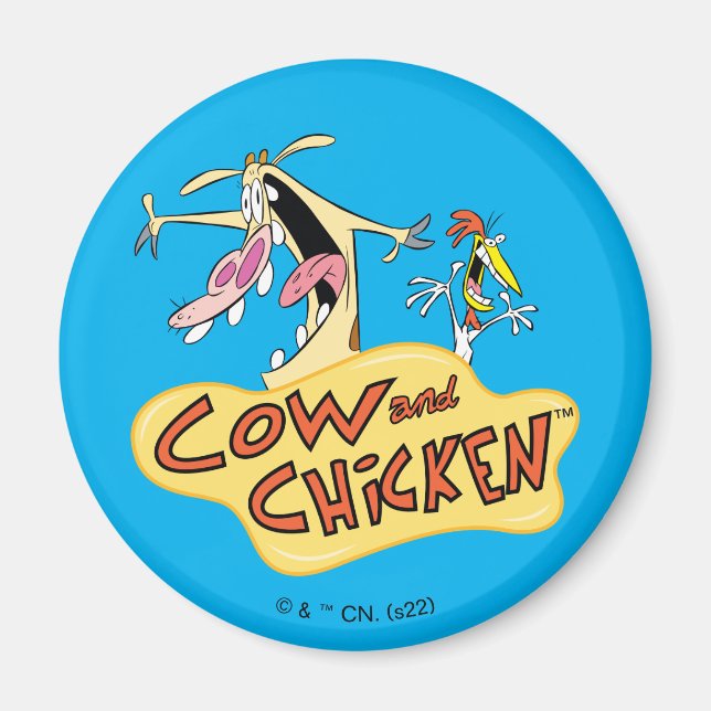 Aimant Graphique du logo de la vache et du poulet (Devant)
