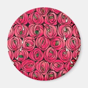 Aimant Graphique rose Art Nouveau Rennie Macintosh
