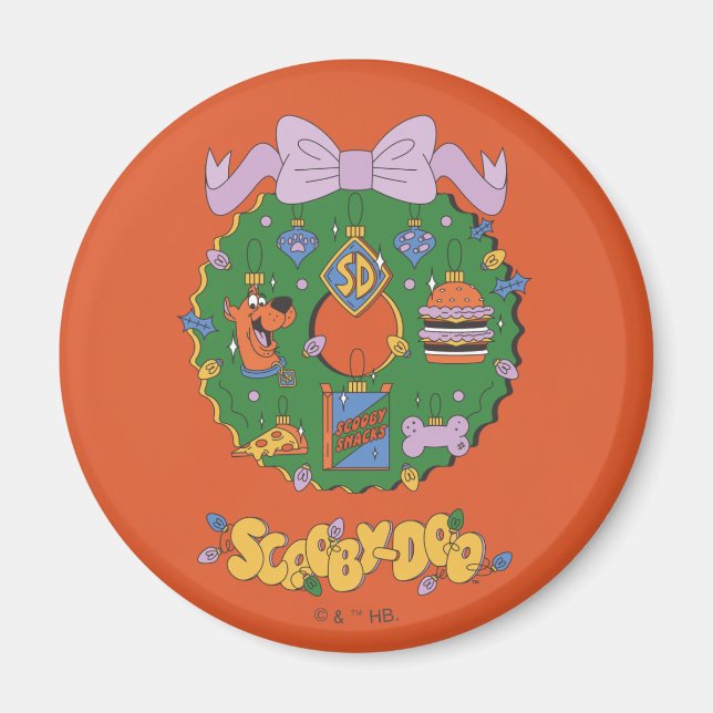 Aimant Graphisme de couronne de Noël pour snack de Scooby (Devant)