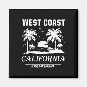 Aimant Graphisme vintage de plage californienne de la côt