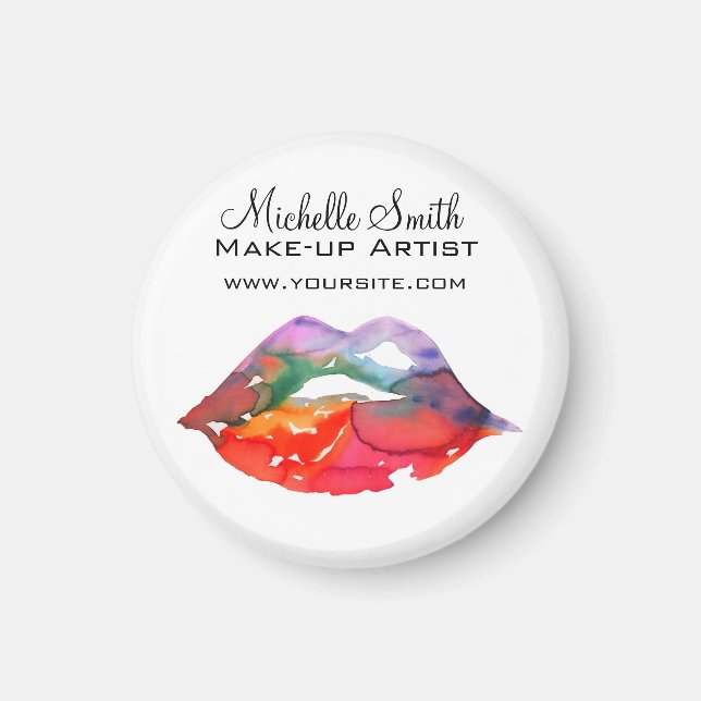 Aimant Gras Rainbow Lips Aquarelle Dessin maquillage beau (Devant)
