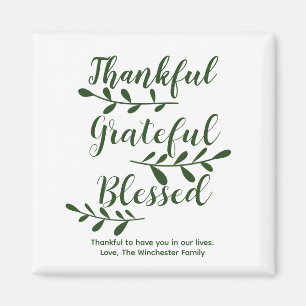Aimant Grateful Bienheureux vert foncé script moderne