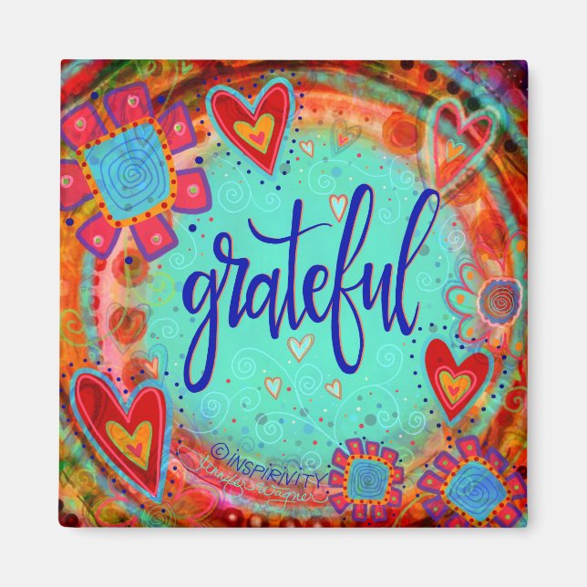 Aimant Grateful Plutôt amusant Floral Moderne Inspirivé (Devant)