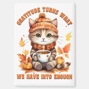 Aimant Gratitude & Ambiance Cosy – Chat d'Automne avec Bo
