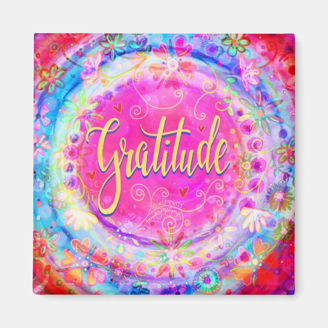 Aimant Gratitude Plutôt Amusant Floral Moderne Inspirivé (Devant)