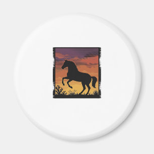Aimant Gravure occidentale silhouette de cheval au couche