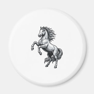 Aimant Gravure Vintage Cheval Cabré Vector Design_1